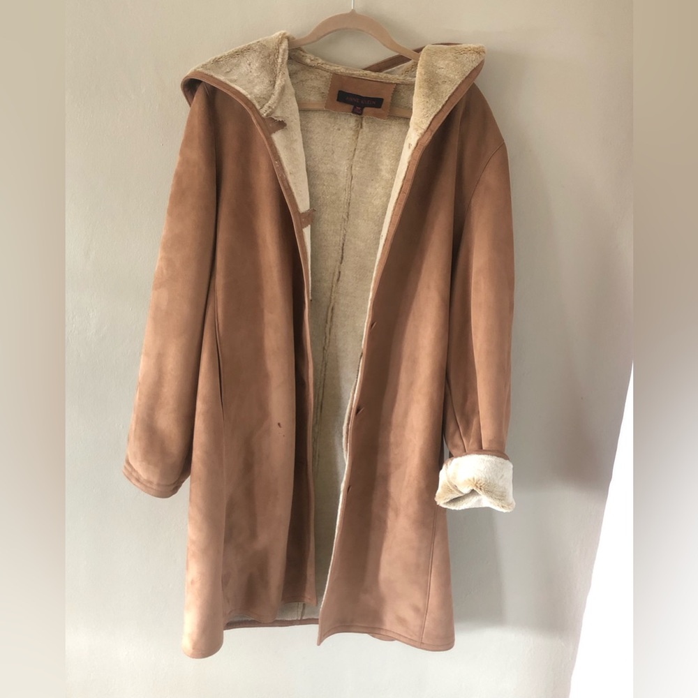 Anne Klein Sherpa Suede + Sheepskin Hooded Jacket- M never worn